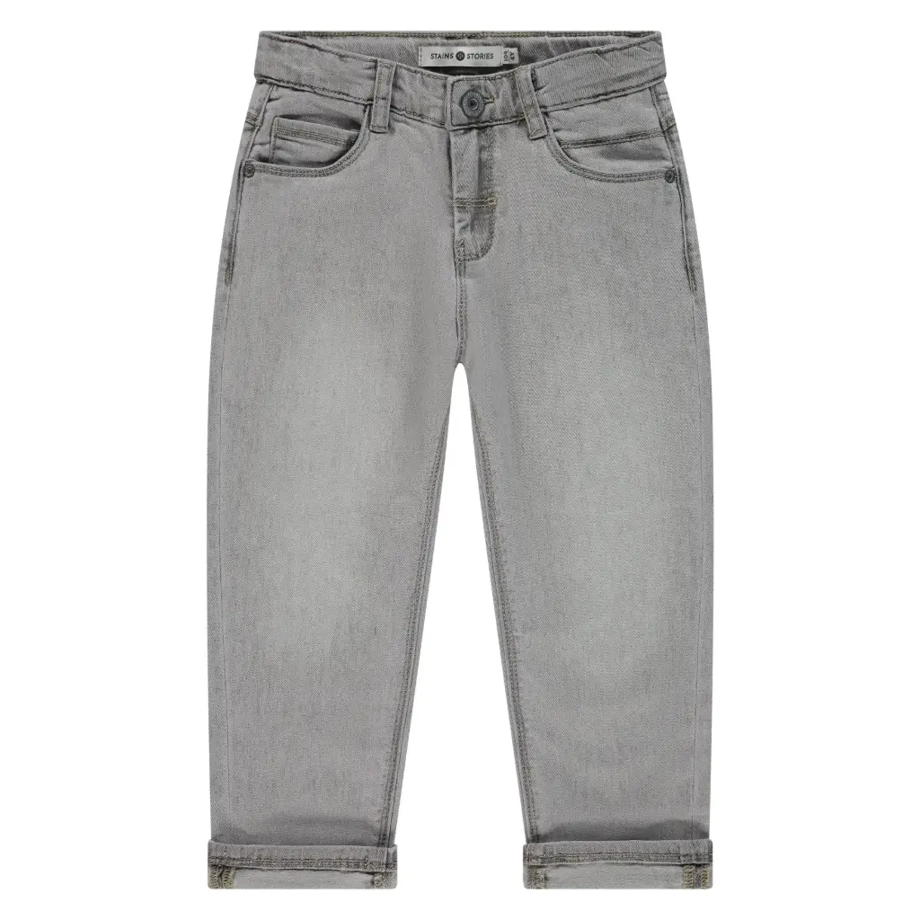 Stains & Stories - Pantalon garçon wide fit - Light grey denim