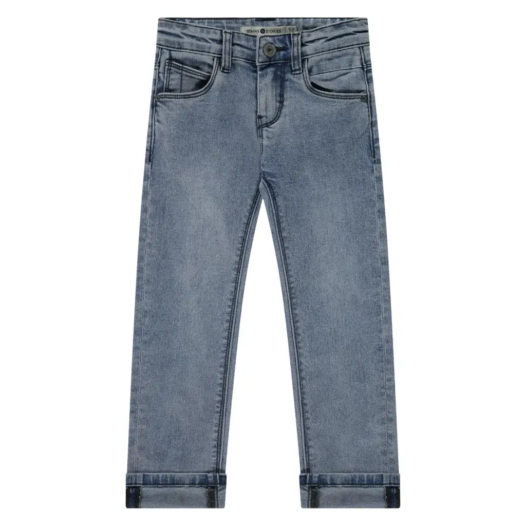 Stains & Stories - Pantalon garçon - grey blue denim 