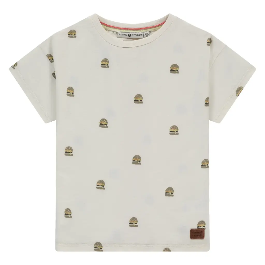 Stains & Stories - T-shirt garçon - Hamburger - Off-White
