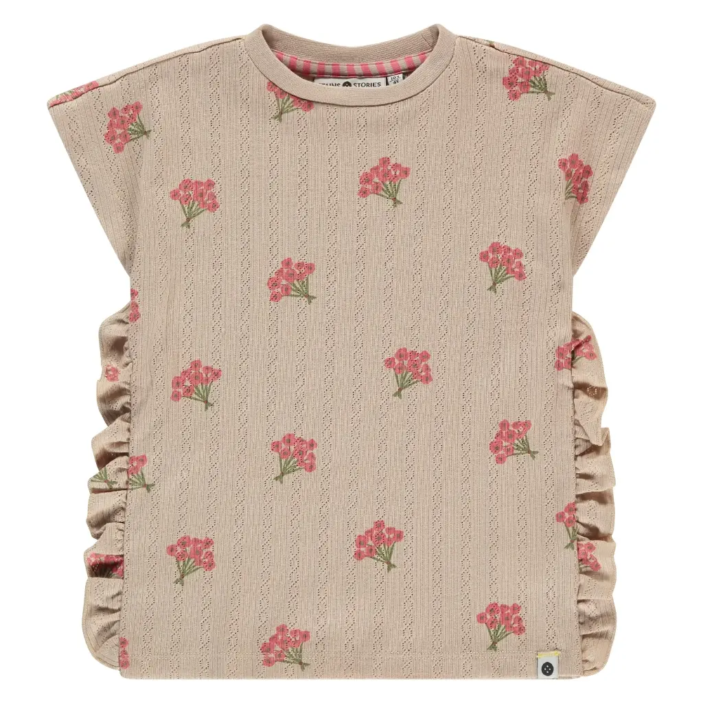 Stains & Stories - T-shirt fille avec fleurs - Beige 