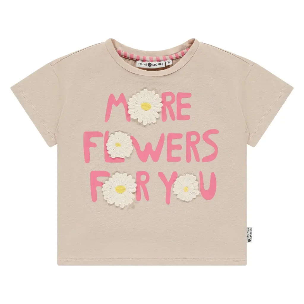 Stains & Stories - T-shirt fille - More flowers for you - Beige  