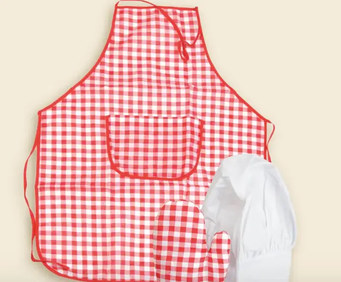 Egmont - Ensemble tablier, gant et toque - Vichy rouge