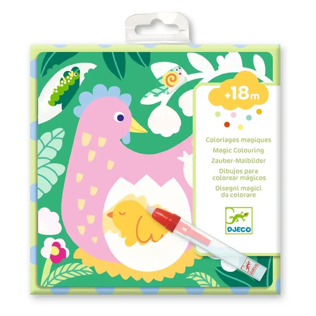 DJECO - Coloriages Magiques - Coucou caché maman-bébé du jardin - 18 mois +