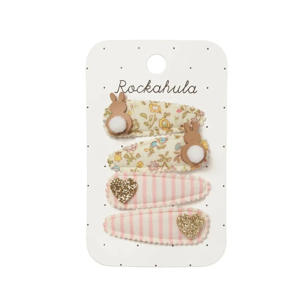 Rockahula - Lot de 4 pinces à cheveux - Lapin et fleurs 