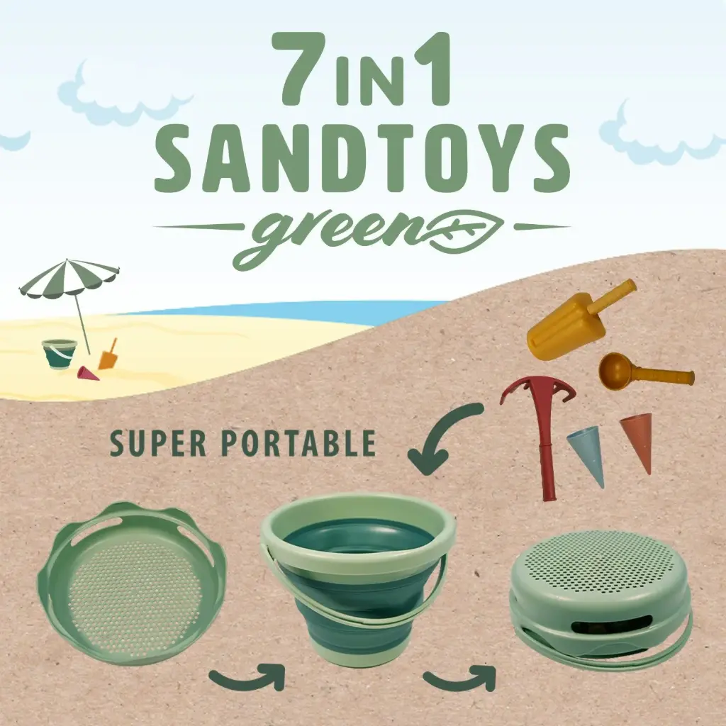 Schildkröt - Set de jeux de sable 7 en 1 - Vert