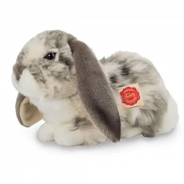 Hermann Teddy - Lapin bélier gris-blanc tacheté - 30 cm