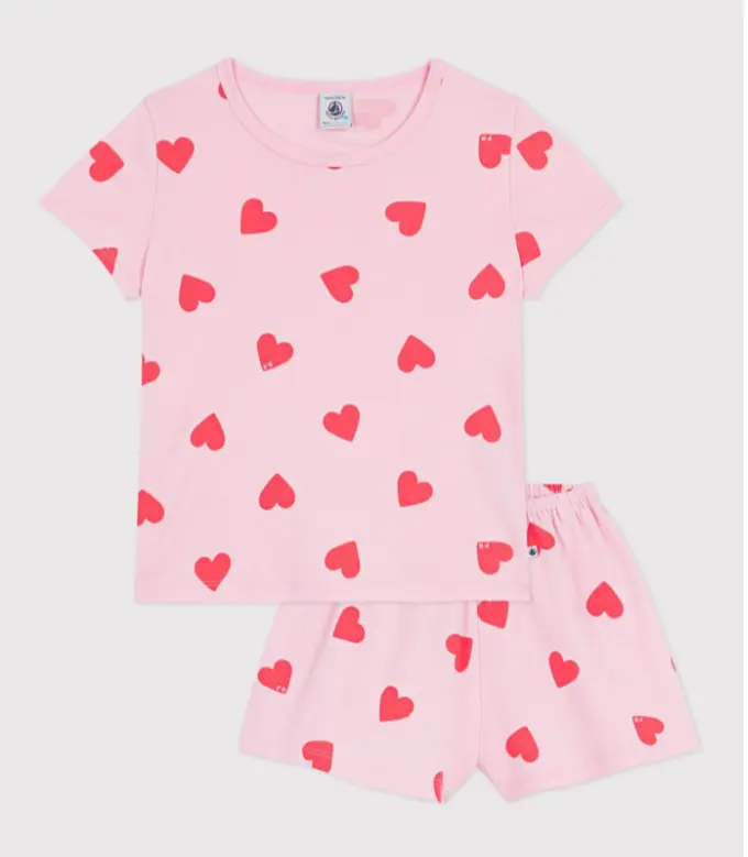Petit Bateau - Pyjama short - Coeurs 