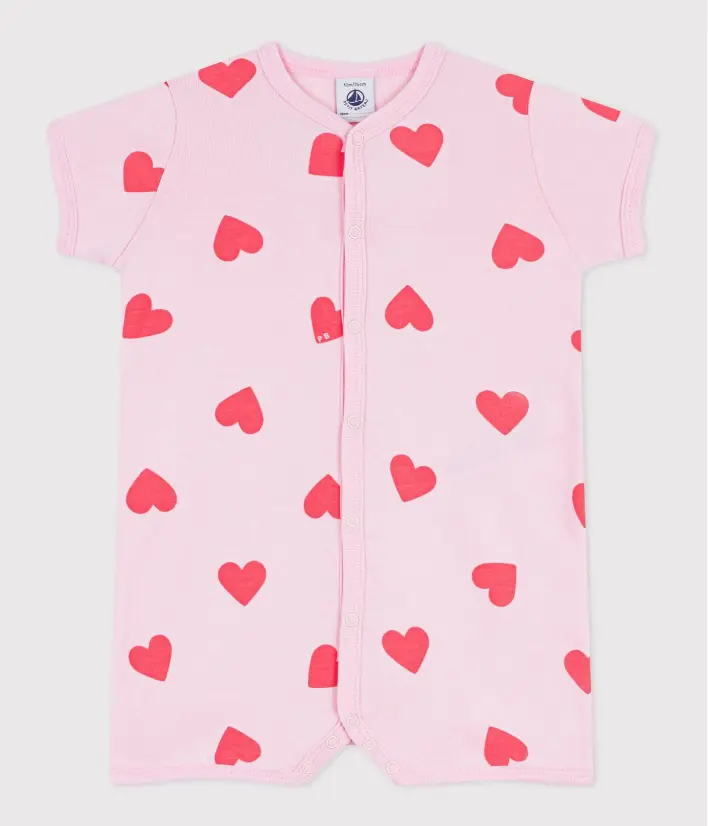 Petit bateau - Combinaison courte en coton - Coeurs