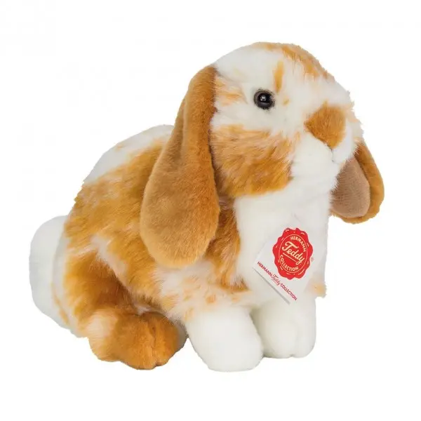 Hermann Teddy - Lapin assis brun clair-blanc tacheté - 20cm