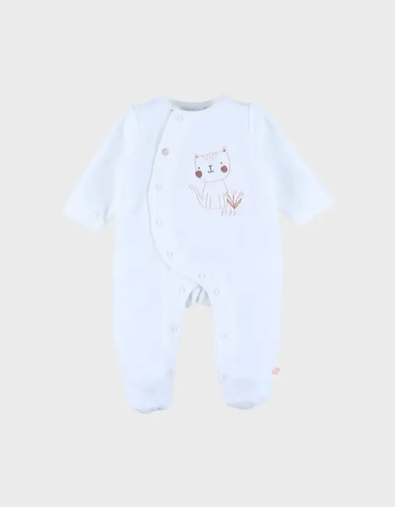 Noukie's - Pyjama en velours blanc - Broderie chat