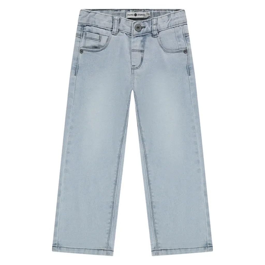 Stains & Stories - Pantalon garçon coupe large - Light blue denim 