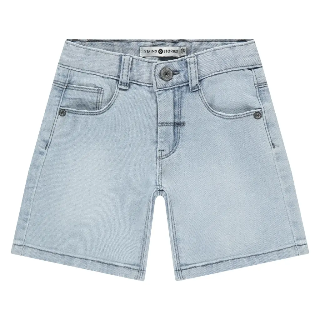 Stains & Stories - Short en jeans garçon - Light blue denim 