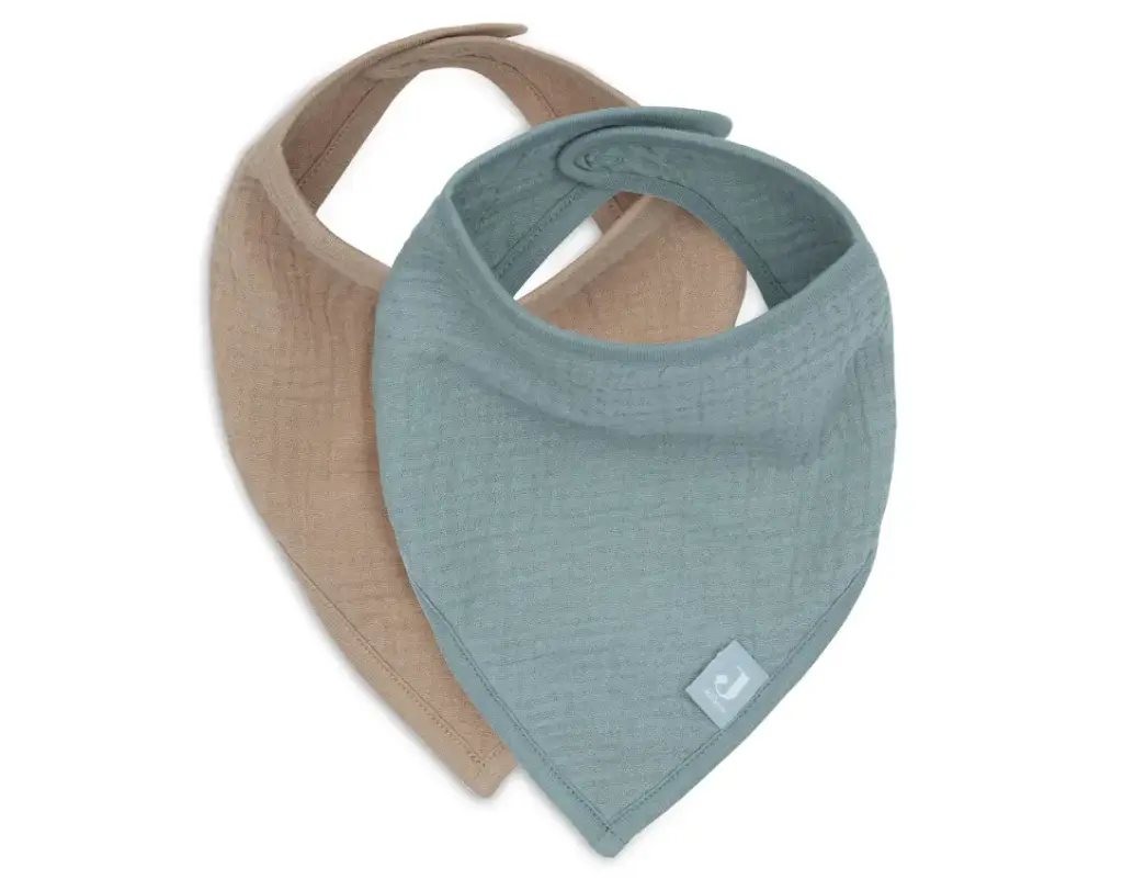 Jollein - Lot de 2 Bavoirs Bandana Gaze de Coton - Sea Green