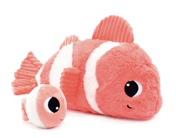 Les Déglingos - Peluche poisson-clown Bigou maman et son bébé corail - Les Ptipotos