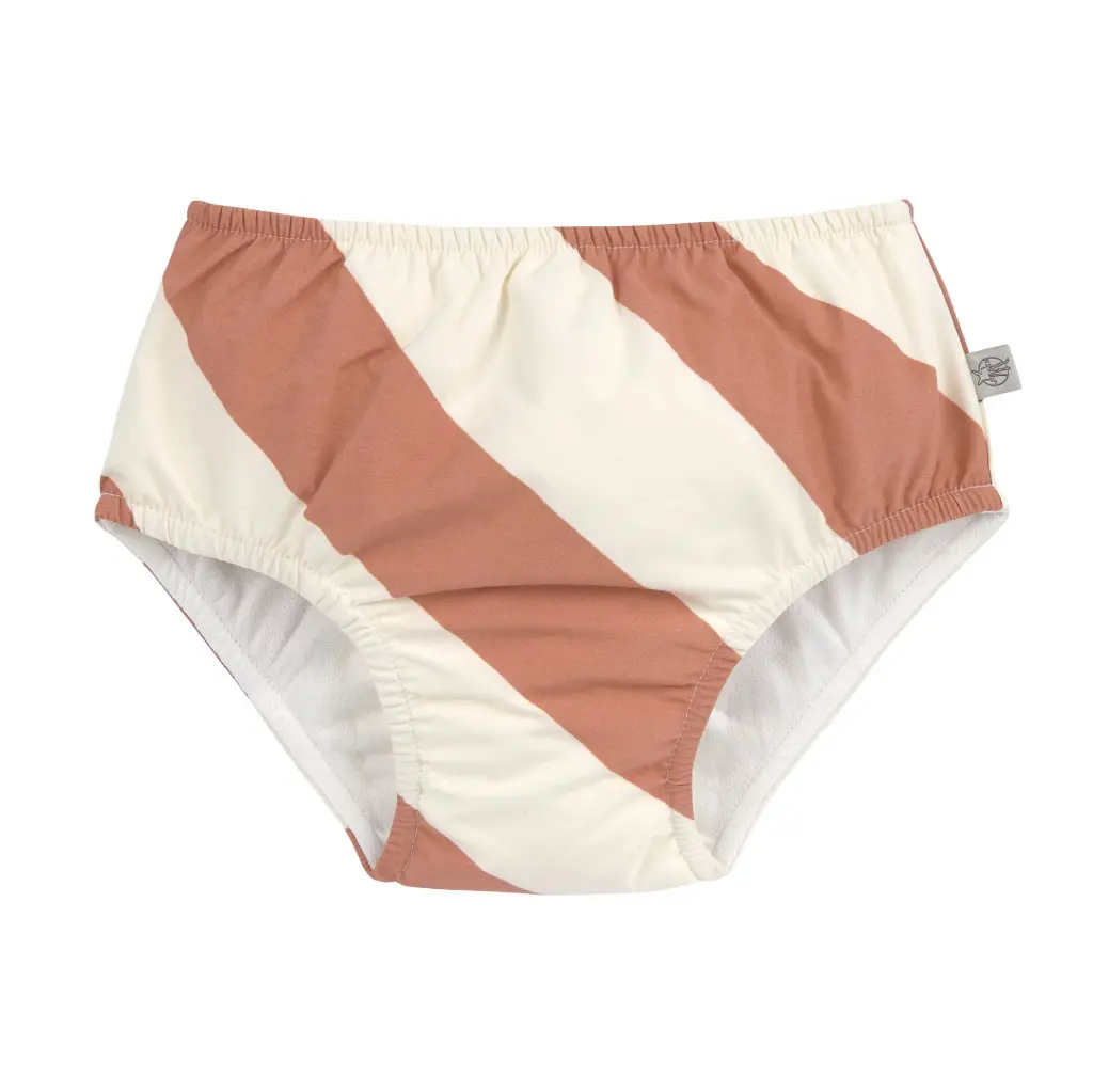 Lassig - Maillot de bain couche bébé - Rayures Marron Blanc
