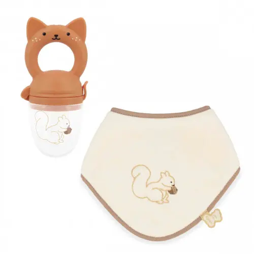 Kaloo - Coffret bavoir et grinoteuse bébé écureuil 