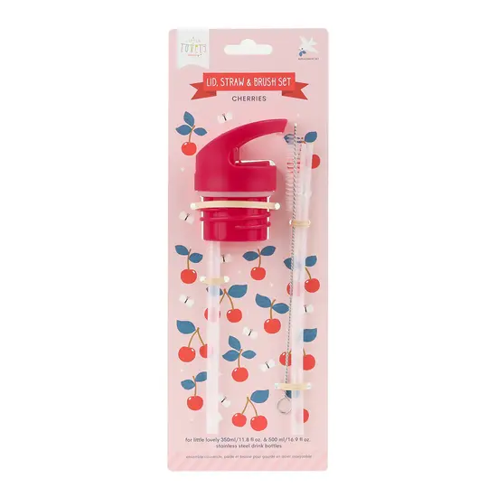 A Little Lovely Company -  Ensemble Couvercle/Paille/Brosse - Cerise