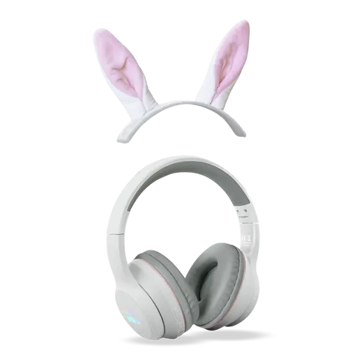 KIDYWOLF - K-EARS - Casque Bluetooth Ludique - Oreilles lapin aimantées et lumiere LED