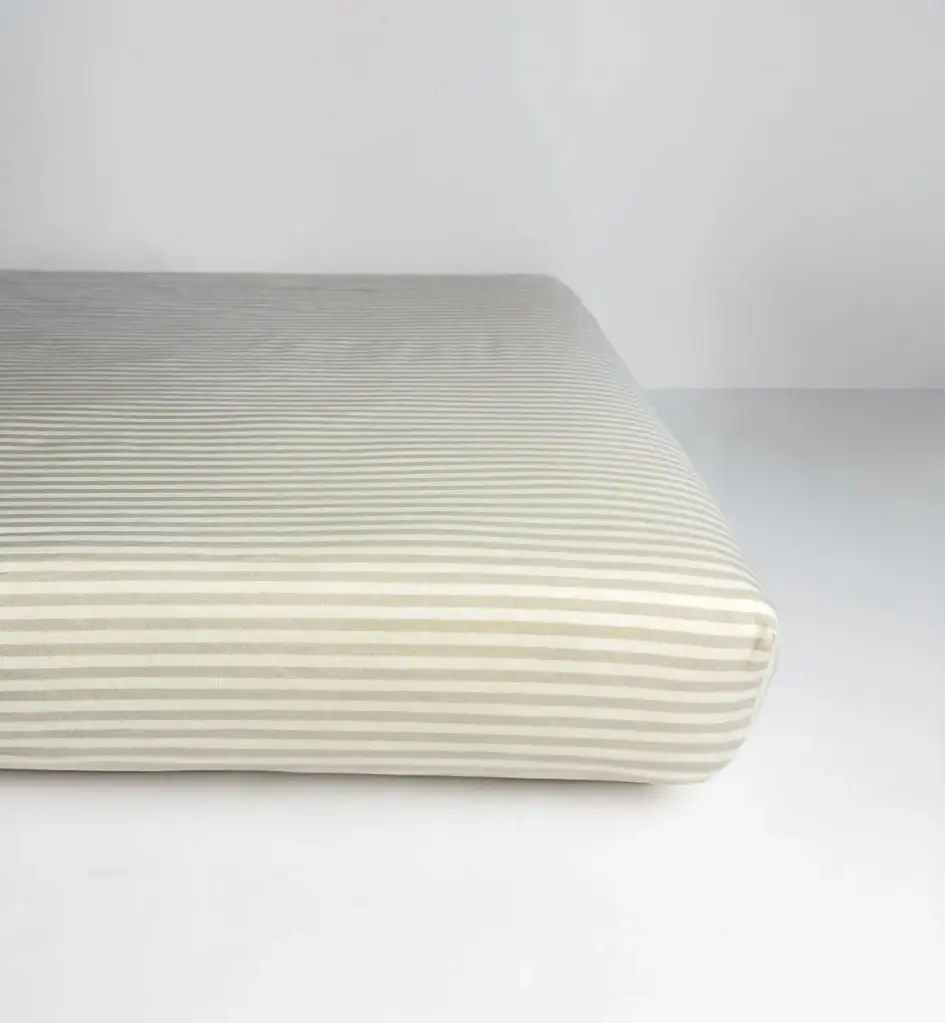 Kadolis - Drap Housse pour Berceau - Percale de Coton Bio 50x83 - Rayé lin