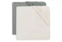 Jollein - Lot de 2 draps housse Jersey - 70x140 cm - Sea Green & Ivory