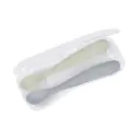 Beaba - Lot de 2 cuillères 1er âge silicone avec boite de transport - Galet / Vert de gris