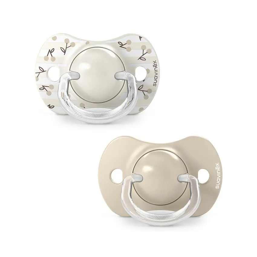 Suavinex - Lot de 2 tututes physiologiques tétine SX Pro 0-6 mois - Birdies - Beige