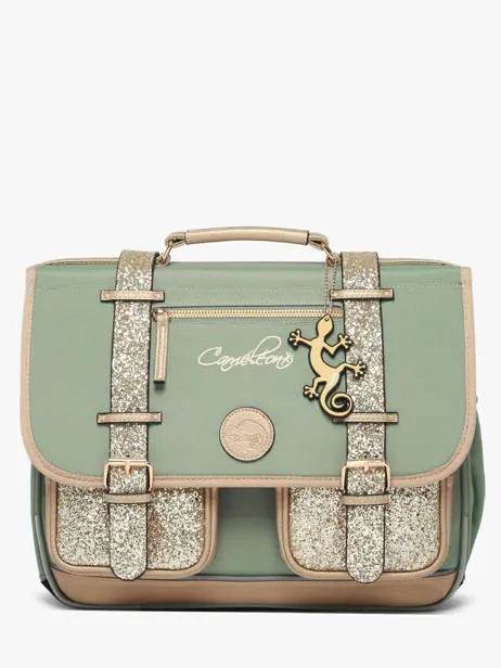 Caméléon - Cartable enfant 2 compartiments - Vintage fantasy - Glossy green