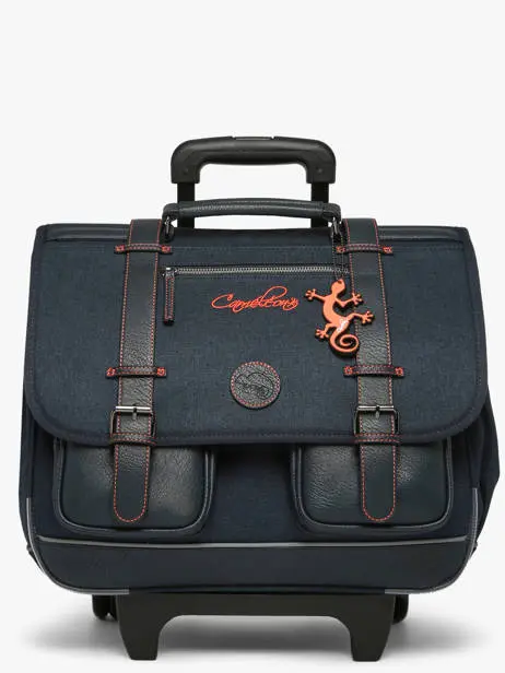 Caméléon - Sac à roulettes 3 compartiments - Vintage urban - Navy orange stitchin