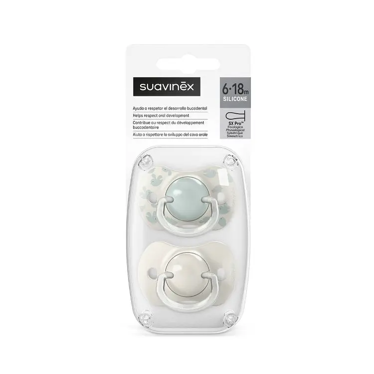 Suavinex - Lot de 2 sucettes SX Pro 6-18m Dreams Vert et Blanc