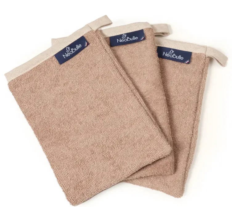 Neobulle - Lot de 3 gants de toilette réversibles