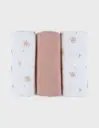 Noukie's - Lot de 3 langes en mousseline Fleurs d'Antan - 70x70 cm