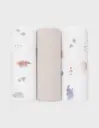 Noukie's - Lot de 3 langes en mousseline bio - 70x70 cm - Dino