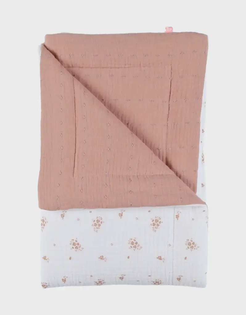 Noukie's - Couverture 75 x 100 cm - mousseline - coton bio - Fleurs d'Antan