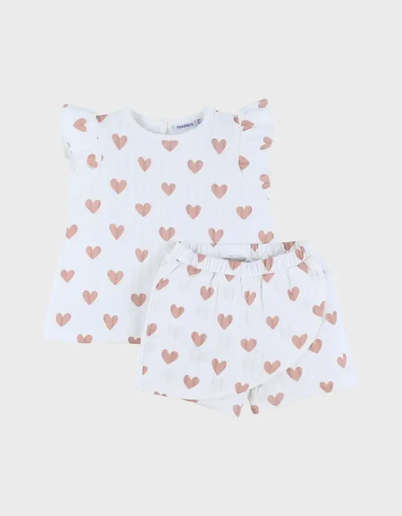 Noukie's - Pyjama bébé - Coton Pointelle - Manches courtes Jersey - Mon Coeur