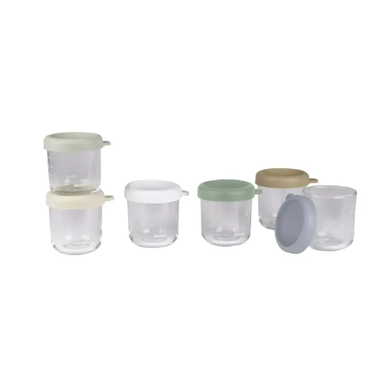 Béaba - Lot de 6 portions verre 250 ml - Natural color  mix