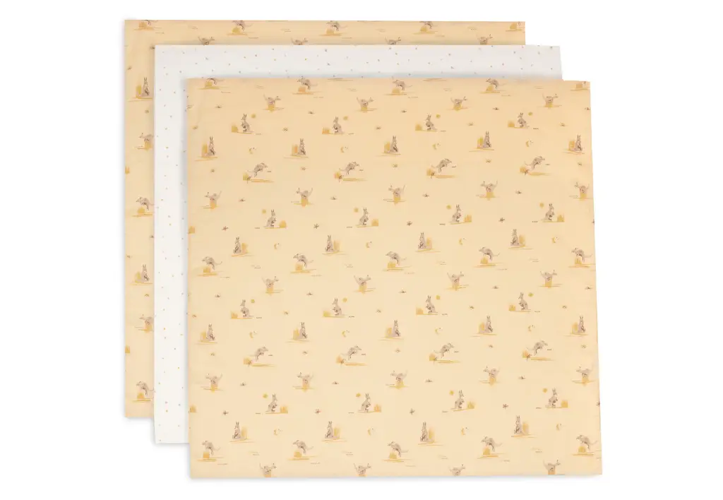 Jollein - Lange Gaze de Coton 70x70cm - Kangaroots - 3 Unités