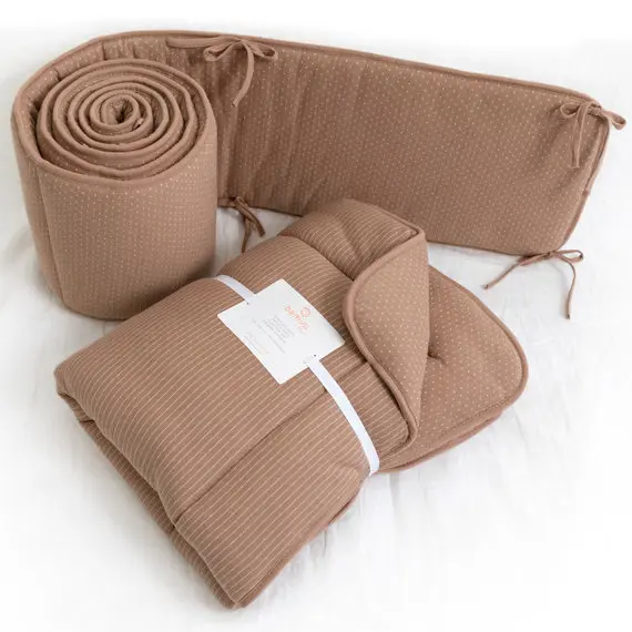 Bemini - Pack Tour de Lit + Tapis de Parc Réversible - Stripe Muffin Pady Twin Jersey Dunes