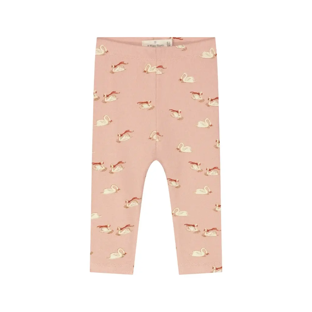 A Tiny Story - Legging bébé motif cygne - Old Pink