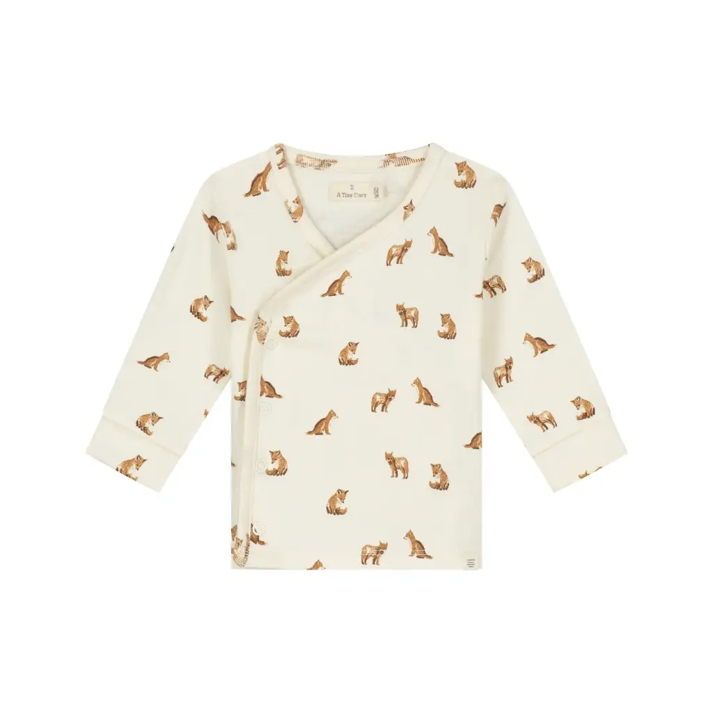 A Tiny Story - Blouse cache-coeur motif renard - Ivory