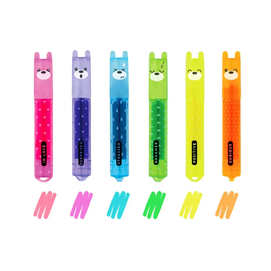 Legami - Set de 6 Mini Surligneurs - Teddy’s Mood
