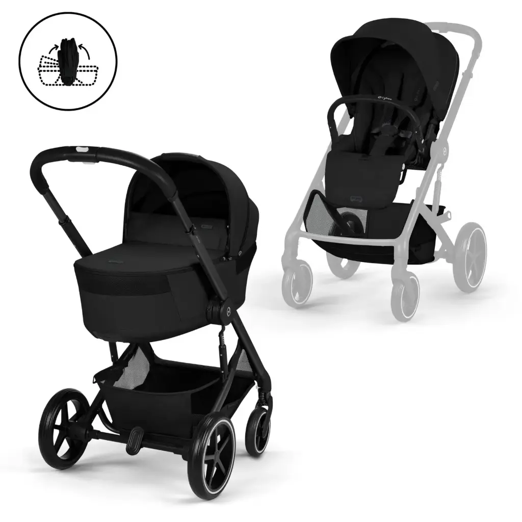 Cybex - Balios S Lux avec nacelle pliable - Moon Black (black frame)