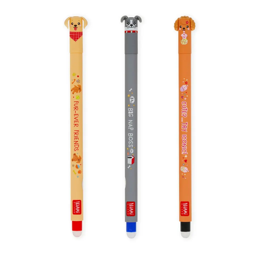 Legami - Set de 3 Stylos Effaçables - Erasable Pen - Fur-ever Friends