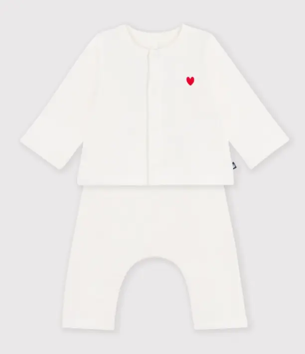 Petit Bateau - Ensemble bébé en coton - Coeur brodé 