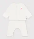 Petit Bateau - Ensemble bébé en coton - Coeur brodé 