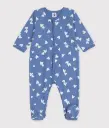 Petit Bateau - Pyjama bleu coeur blanc avec pieds 