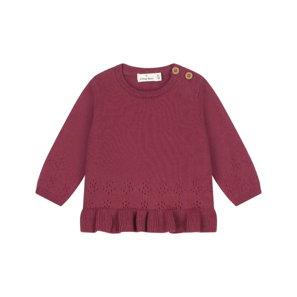 A Tiny Story - Pull tricot bébé volants - Dark Red 