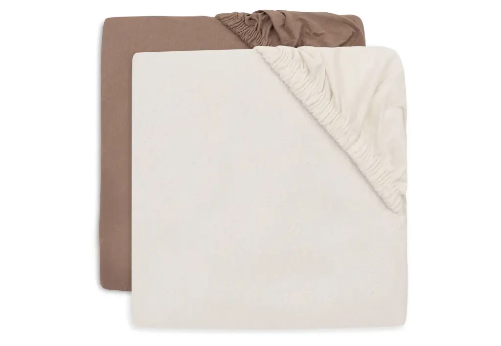 Jollein - Drap-housse Jersey 60x120cm - Milky Coffee & Ivory - 2 pièces