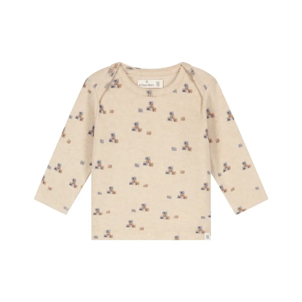 A Tiny Story - T-shirt à manches longues - Cubes Beige