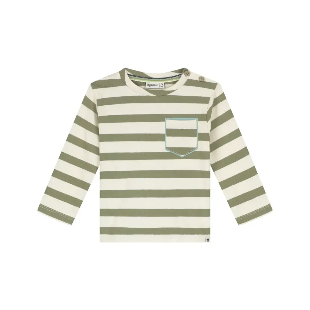 Babyface - T-shirt à manches longues ligné vert et blanc - Army - Garçon 