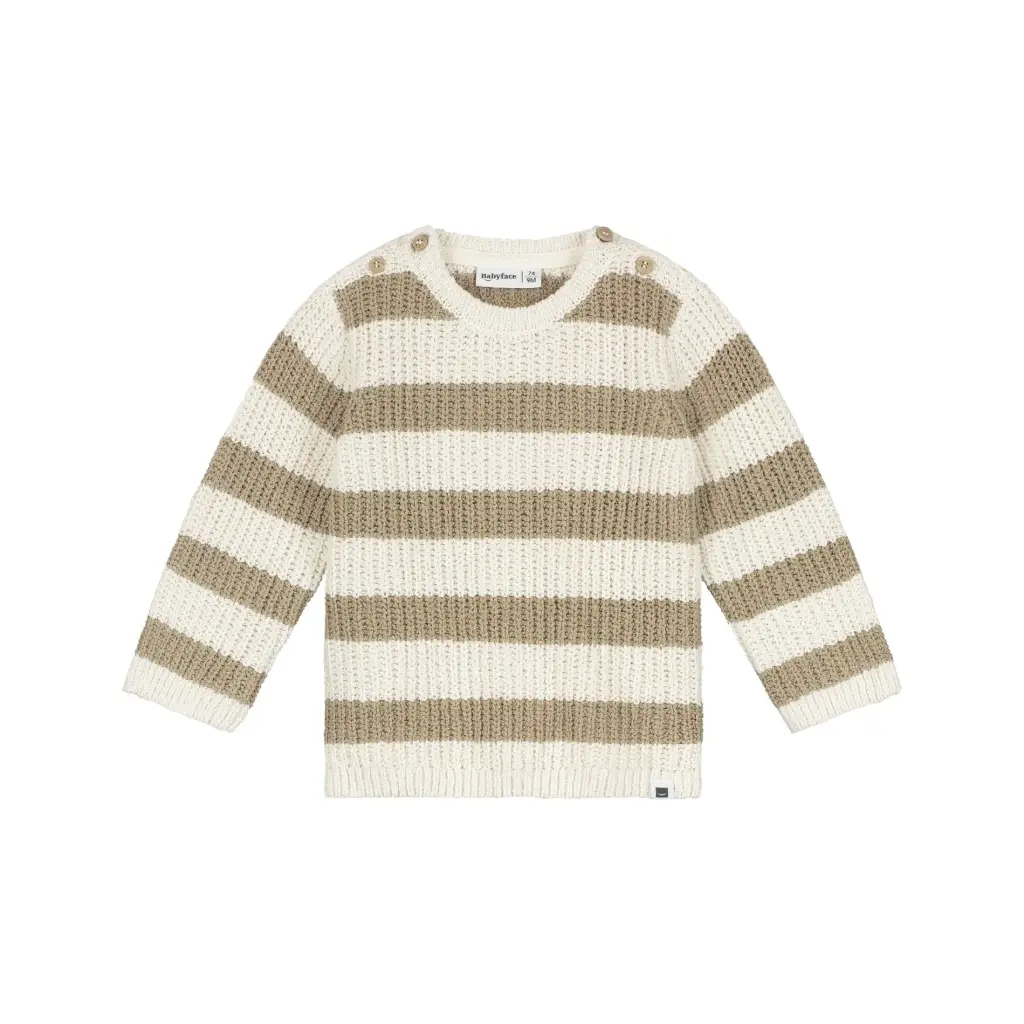 Babyface - Pull Tricot ligné - Stone - Garçon 